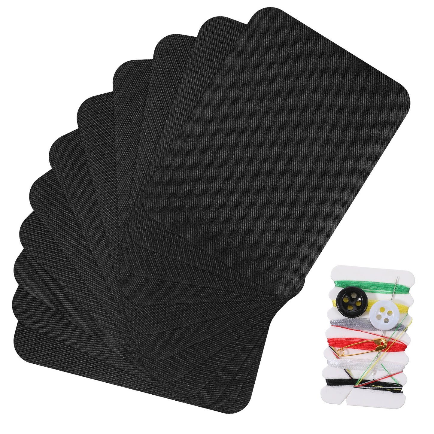 10 Pcs Iron on Patches for Clothes, 5x3.8 Inch Pants Patches for Holes Fabric Repair Patch with Sewing Kit for Clothing Inside & Outside Jeans Mending and Decorating(Black)