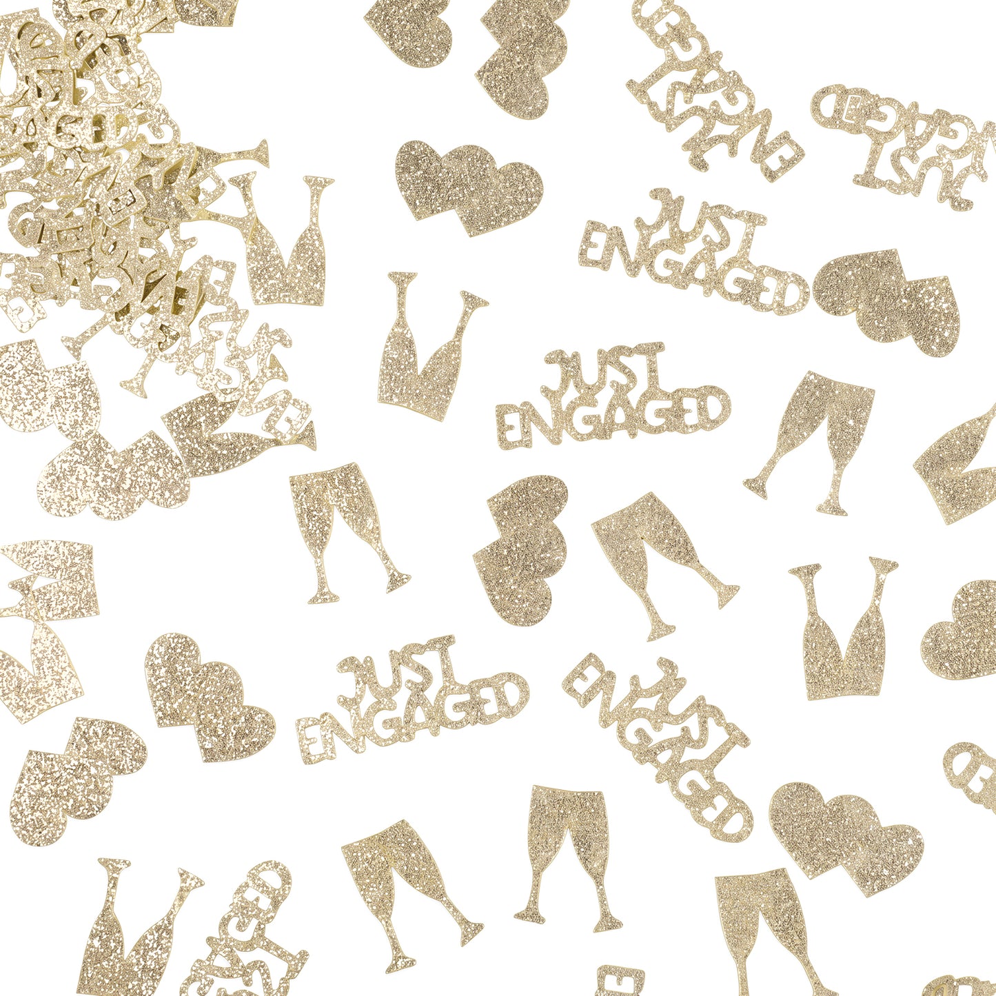 100Pcs Champagne Gold Just Engaged Table Confetti, Glitter Heart Engagement Confetti Engagement Party Table Scatter Wedding Bachelorette Bridal Shower Decorations(Champagne)