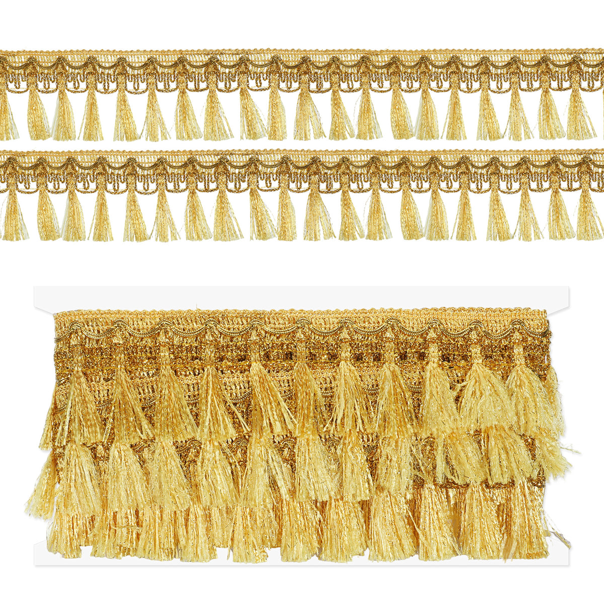 6 Yards Gold Fringe Trim, 2.17 Inch Wide Tassel Trim for Sewing, Nylon Fabric Trims for Curtains, Dress, DIY Crafts, Home Decor
