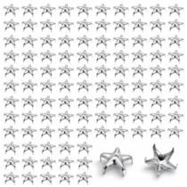 250Pcs 10mm Studs for Clothing, Small Star Studs Metal Rivets Spike Stud Star Nailheads Rivets for Punk DIY Leather Jacket Belt Bag Shoes Pet Collars Crafts (Sliver)