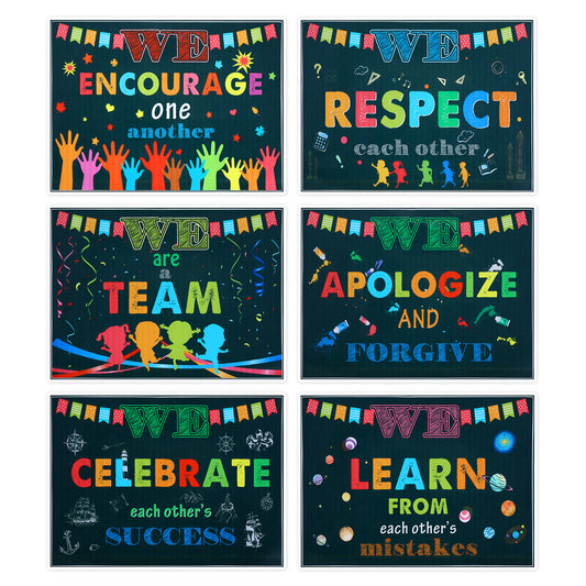 ASTER 6 Pieces Growth Mindset Classroom Decorations - Inspirational Bulletin Board Posters Growth Mindset Colorful Wall Banners Decor for Teacher Student School Education Supplies