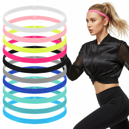 10 PCS Sport Skinny Headbands for Women, Non-slip Thin Athletic Headband, Elastic Grip Workout Headbands for Running, Yoga, Cycling, Sport, Gym, 10 Colors