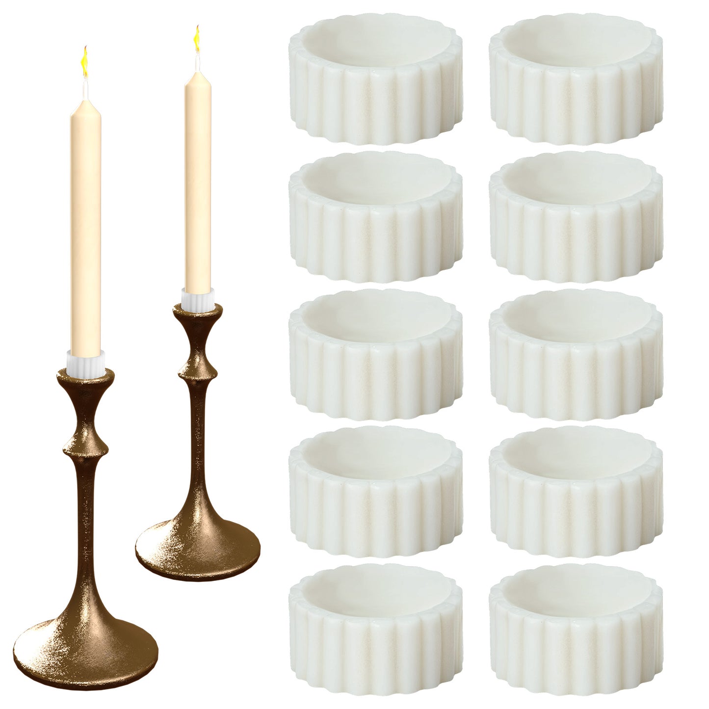 10 Pcs Silicone Candle Grippers, Lightweight Practical Candle Grippers for Taper Candles Rings for Tapers Reusable Candles Accessories for Wedding Festivals Home Decor