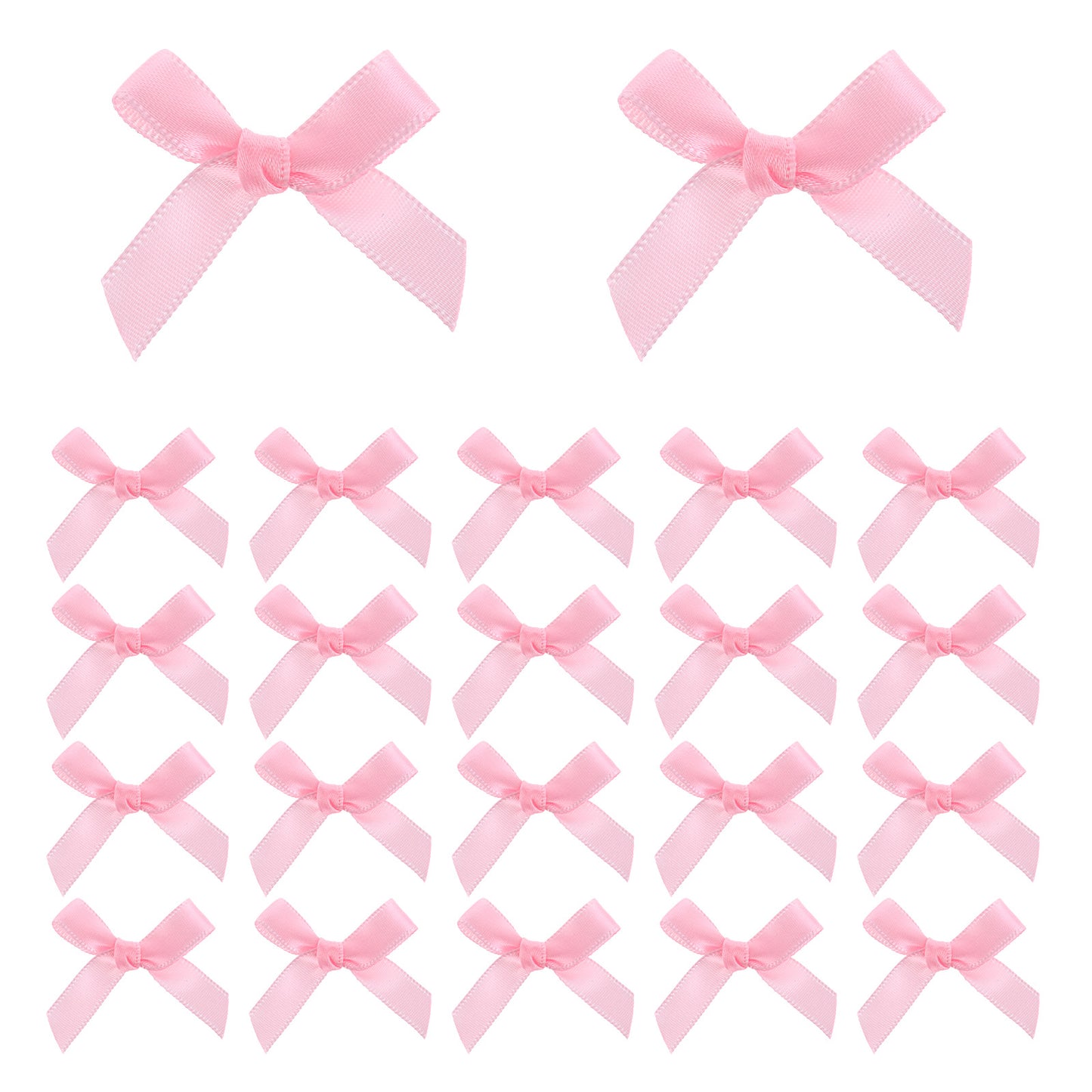 ZEYIYER 100PCS Pink Bows, Mini Bows Satin Fabric Bows Flowers, Small Ribbon Bows Cute Soft Bow Sewing Accessories for Wedding Christmas Party Favors Bakery Gift Wrapping Decoration