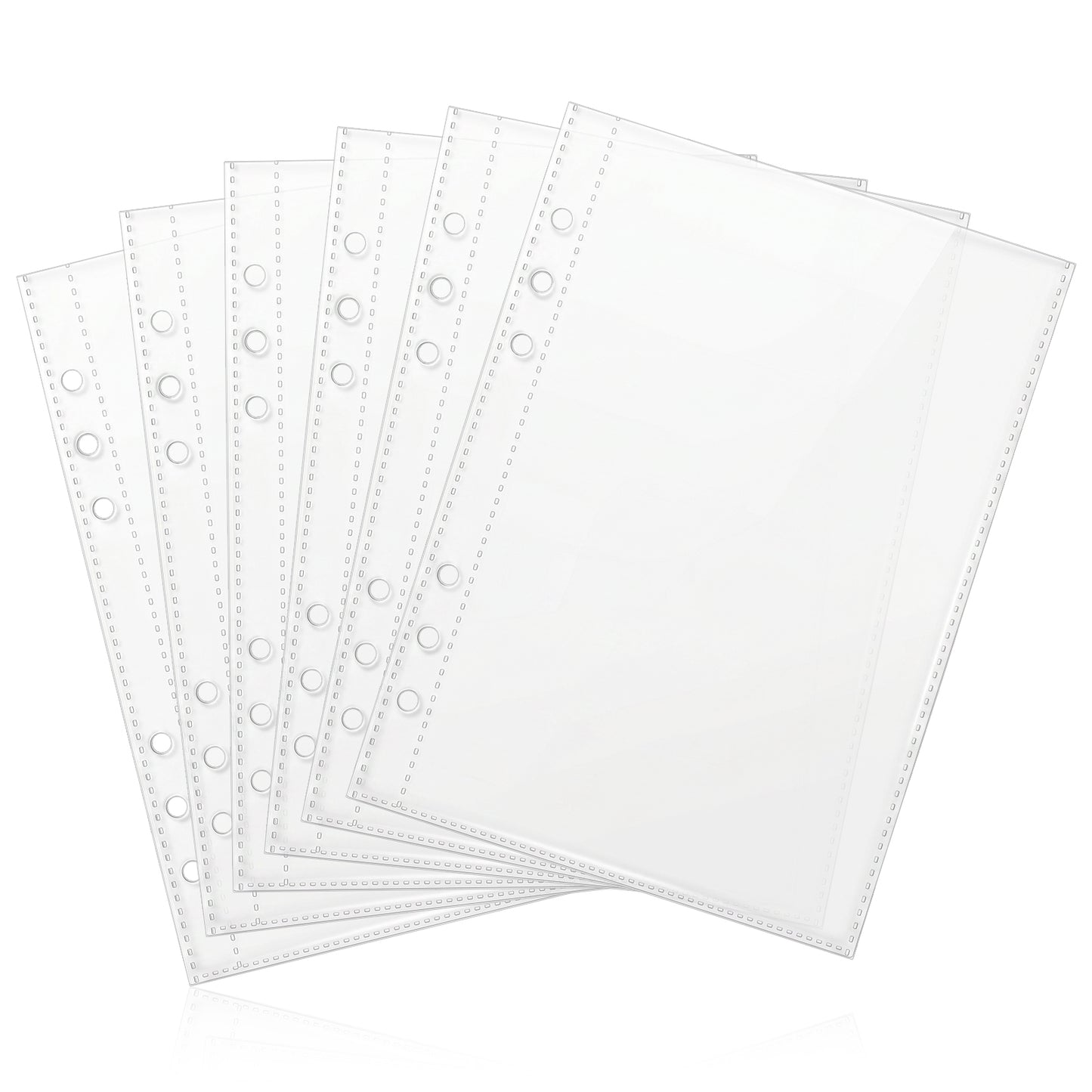 20 Sheets Clear Pocket Protectors, 6 Ring A5 Planner Inserts, Double Sided Clear Binder Sleeves, Plastic Sleeves for Binder Refill, Photo Card Sticker Organizer Pocket Pages