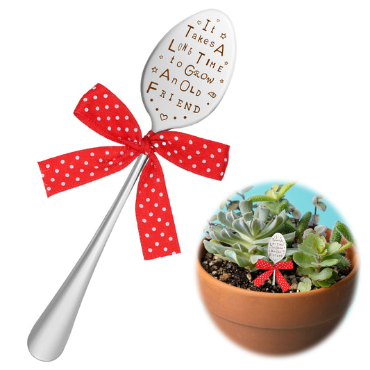 ZEYIYER 1 PCS Garden Marker Friendship Gift, 6.89in Funny Spoon Plant Markers, Garden Metal DIY Decorative Sign Plant Labels, Funny Spoon Garden Markers