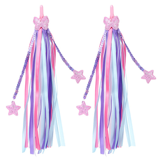 Axafazup 2 Pack Bike Streamers, Bike Ribbon Tassels, Bicycle Handlebar Streamers Colorful Ribbons Accessories for Girls Boys, Fits Bike Scooter Tricycle