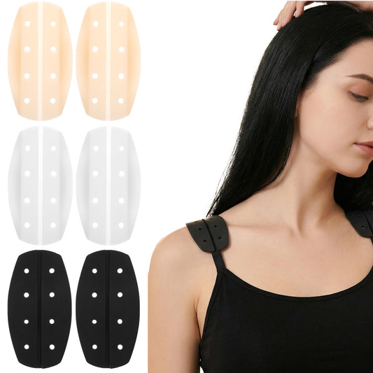 Axafazup 6Pcs Silicone Bra Strap Cushions, Anti Slip Bra Strap Pads for Women, 3 Colors Bra Strap Holders to Prevent Slipping And Relieve Discomfort, Gel Pads for Bra Straps (Breathable Design)