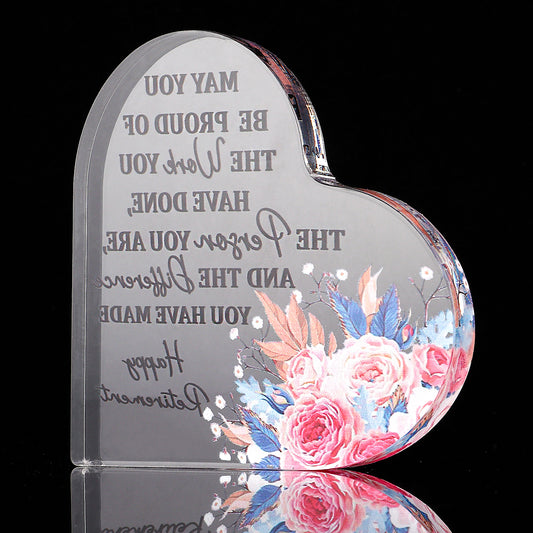1 Pcs Retirement Gifts for Women Heart-shaped Retirement Gift Thoughtful Retirements Gift Ideas Acrylic Plaque-Leaving Gifts Keepsake for Colleagues Teachers Nurses Coworker families Friends Women Men