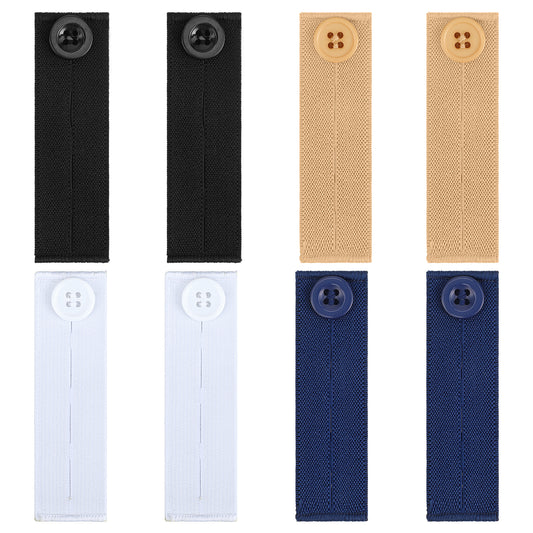Aysatogc 8 PCS Elastic Waist Extenders for Pants, Adjustable Jeans Waist Button Extender Waistband for Women Men No Sewing Instant Waistband Extension - 4 Colors