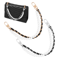 Aycotahm 2PCS Pearl Purse Chain Extender, 11.8inch Handbag Straps, Metal Short Handle Replacement Charm Accessories Shoulder Crossbody Bags for Women