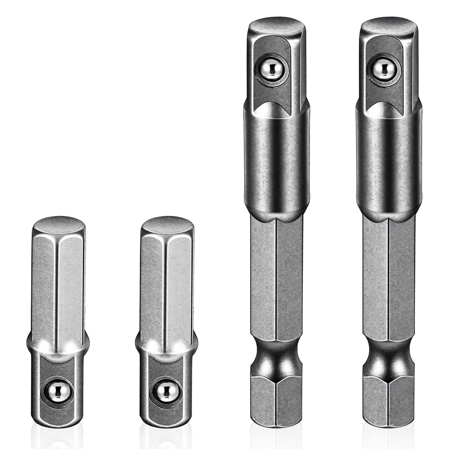 4 Pack 1/4 Hex to Socket Adapter, 1/4 Hex to Square Socket Bit Adapter Power Tool Replacement Part for Drill Driver Sockets Driver Screwdri