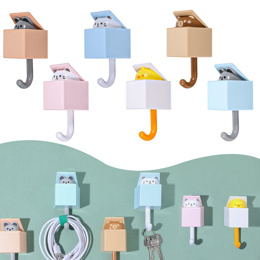 LLOUSSAK 6Pcs Cute Cat Key Hook, Cat Coat Hooks Key Hooks for Wall, Adhesive Cat Hook for Coat, for Key, Scarf, Hat, Towel, Coat, Bag, Utility Cat Hook for Wall Hanging Decorations