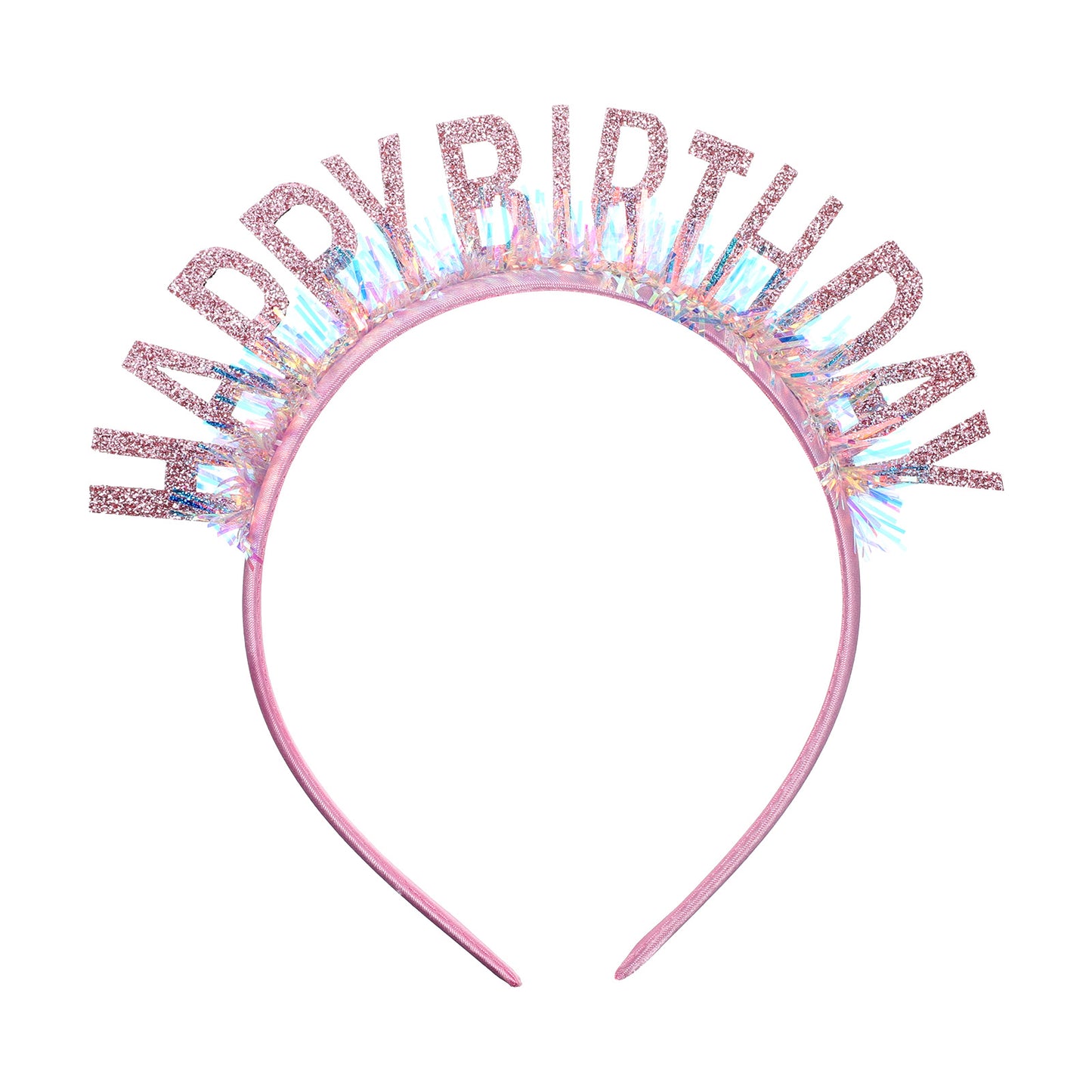 Thinp Sequin Happy Birthday Headband, Pink Glitter Happy Birthday Crown Sparkly Birthdays Tiara for Women Birthdays Party Accessories Decorations