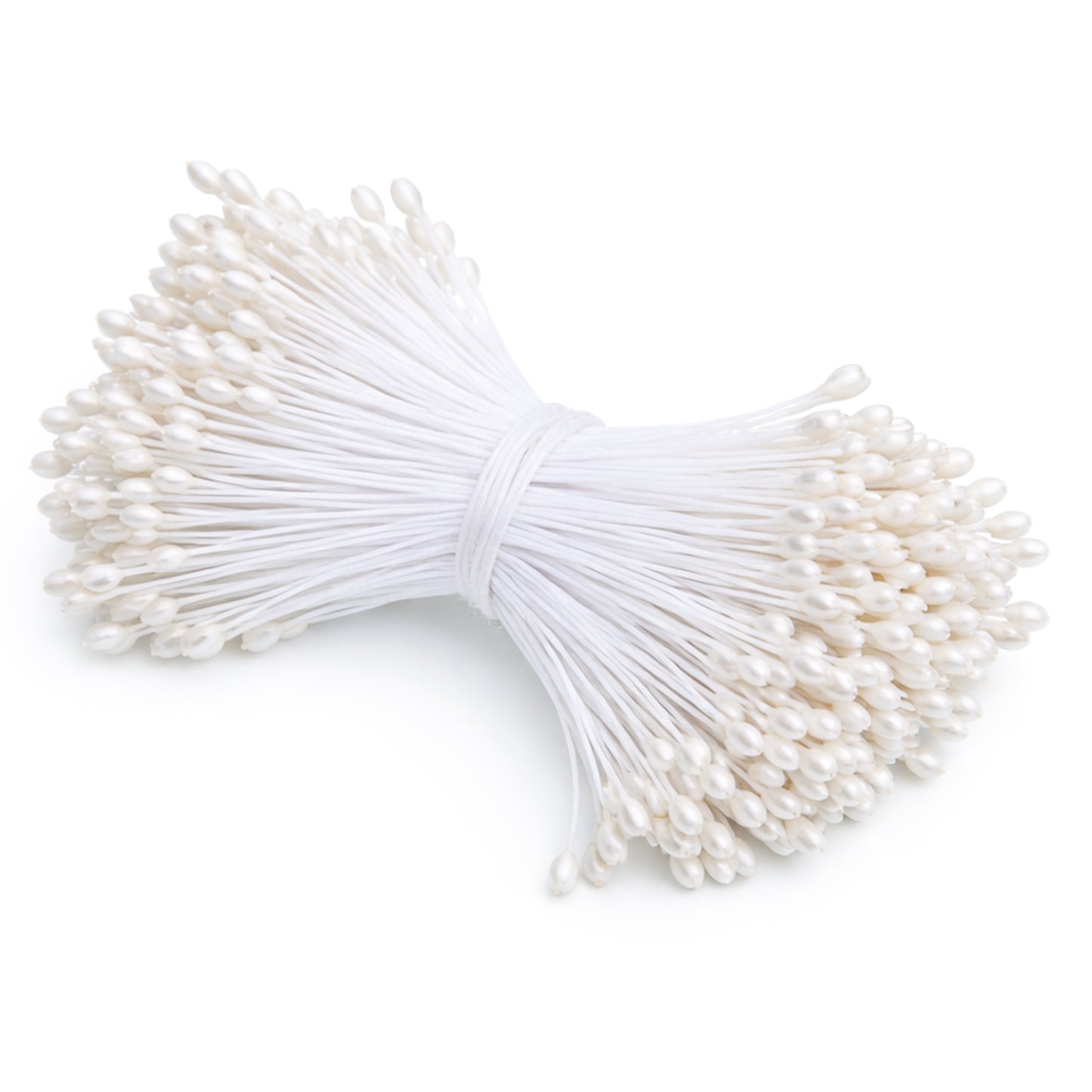 Tweruna 300 PCS Double Heads Flower Stamens, 3mm Artificial Stamens for Flower Making, White Pistil Matt Pearl Floral Stamen for DIY Crafts Christmas Card Wedding Decoration(White)