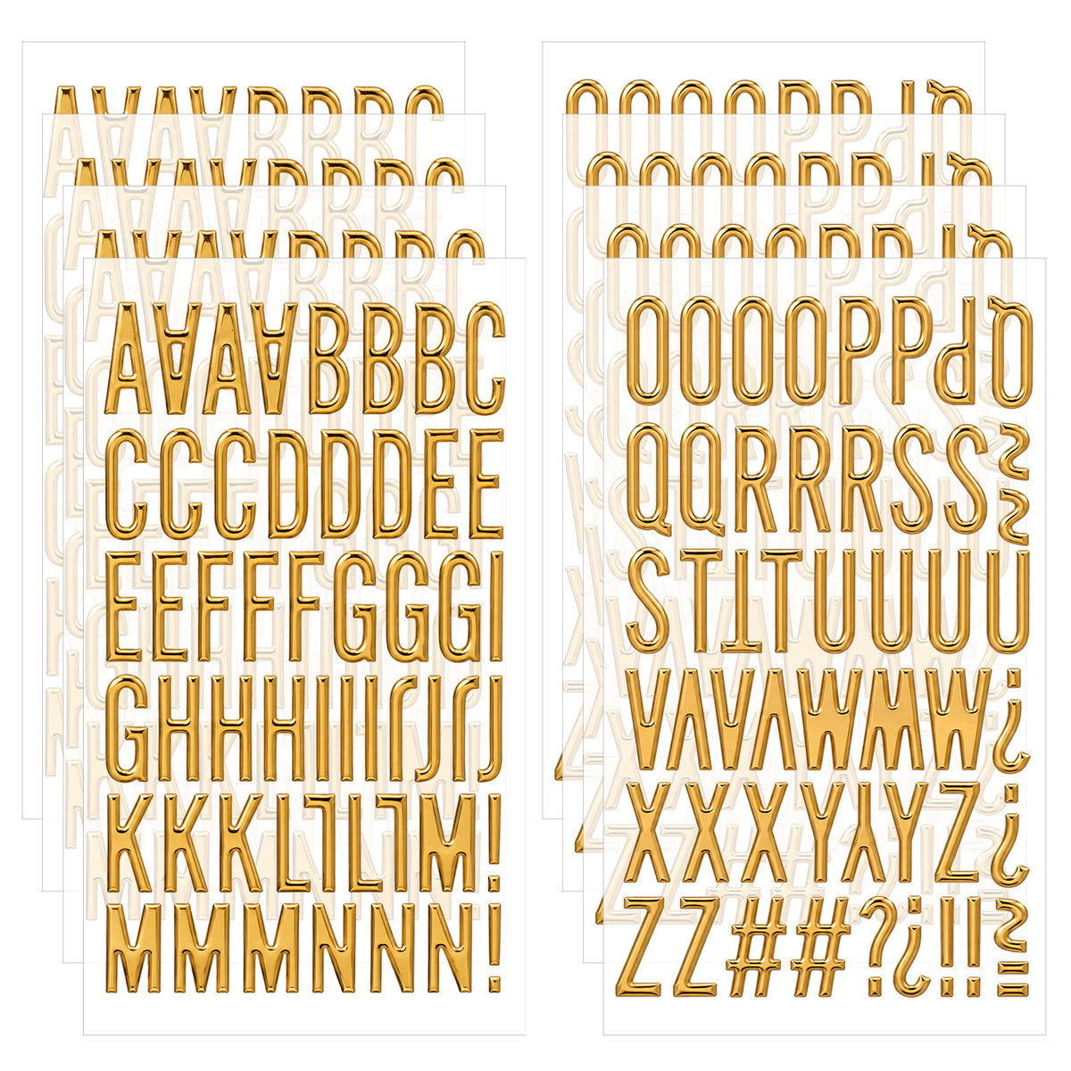 8 Sheets 3D Gold Letter Stickers, Self Adhesive Puffy Alphabet Foam Decals